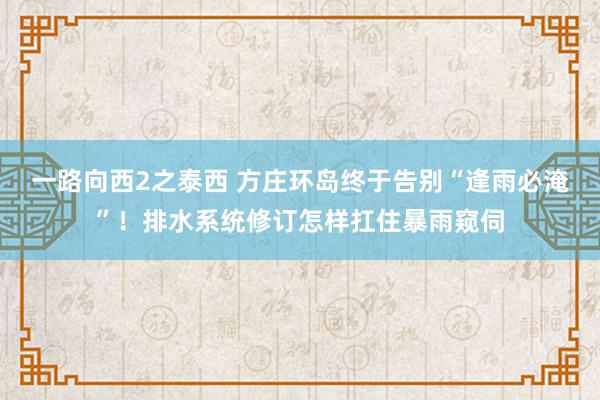 一路向西2之泰西 方庄环岛终于告别“逢雨必淹”！排水系统修订怎样扛住暴雨窥伺