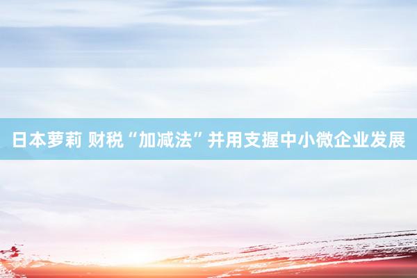 日本萝莉 财税“加减法”并用支握中小微企业发展