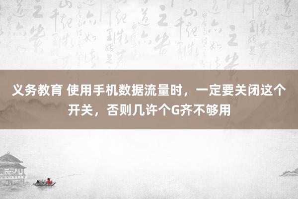 义务教育 使用手机数据流量时，一定要关闭这个开关，否则几许个G齐不够用