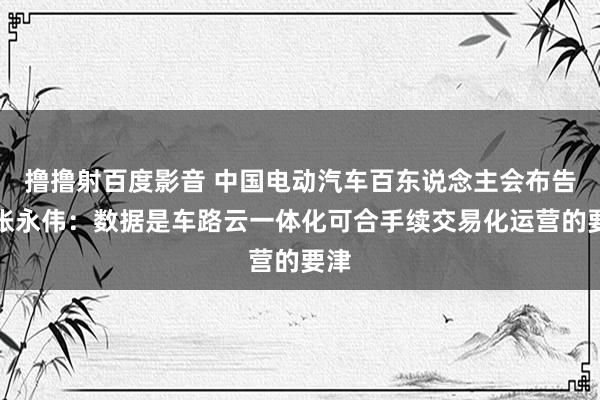 撸撸射百度影音 中国电动汽车百东说念主会布告长张永伟：数据是车路云一体化可合手续交易化运营的要津