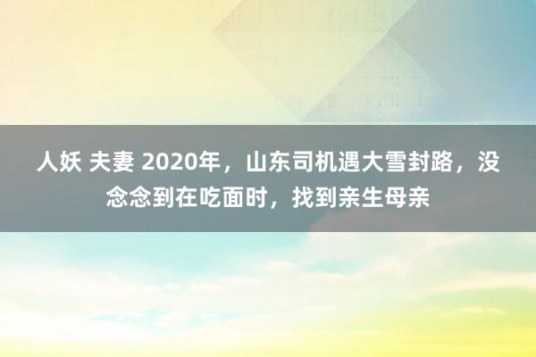 人妖 夫妻 2020年，山东司机遇大雪封路，没念念到在吃面时，找到亲生母亲